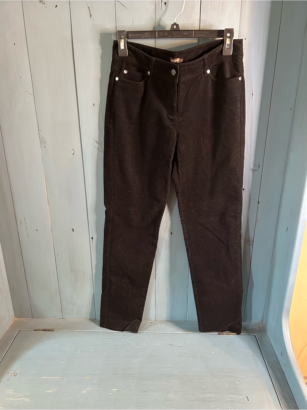 J. McLaughlin Black Straight-Leg Watson Velvet Textured Jeans | Size 6